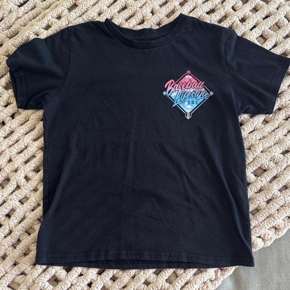 Kids Black Baseball Graphic Tee